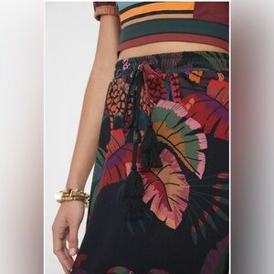 Farm Rio Guadalupe Midi Skirt Sz M All Over Print Tropical Resortwear Trendy